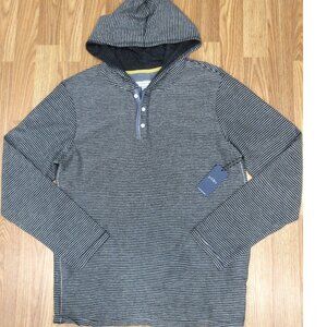 PAPER DENIM & CLOTH LIGHTWEIGHT HOODED SWEATER 100% COTTON BLACK & GRAY LARGE, L